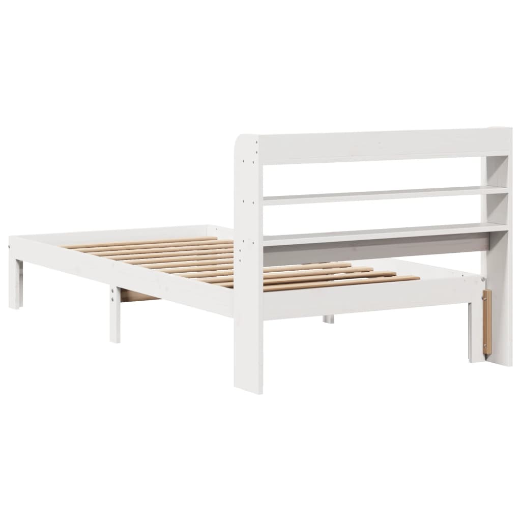 Bed Frame with Headboard without Mattress White 100x200 cm